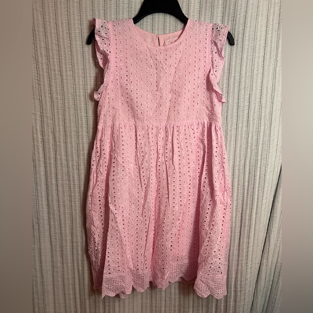 Pink Lily Pink Eyelet Mini Dress
